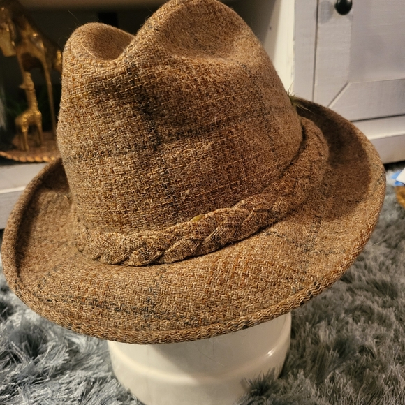 Vintage Stetson Tweed Fedora with Feather sz 7 1/8 - Picture 6 of 6